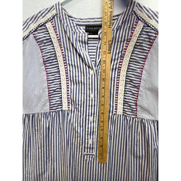 Lane Bryant Cotton Blue White Striped Button Front Sleeveless Tank Top Womens 26 - Picture 8 of 8